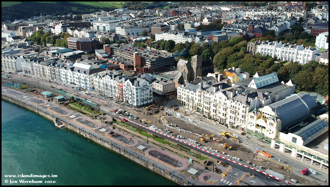 Aerial view of Douglas Promenade, Isle of Man 1/10/20